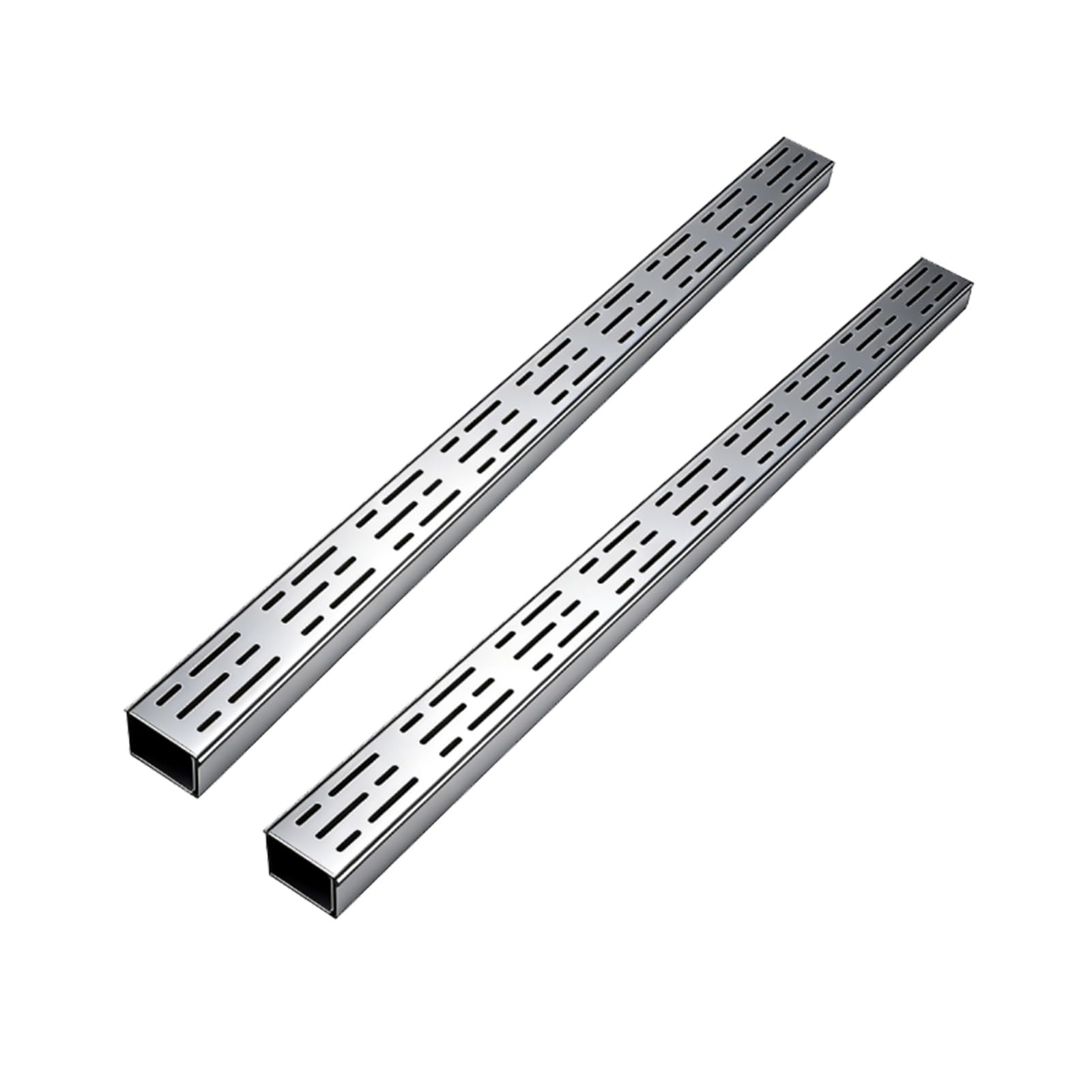 GLDYTVF Outdoor Drainage Channel Grate with Steel Cover Linear Drainage System for Vehicles and Commercial Areas 2 Pcs 5.9x1.6in (15x4cm) Drainage Kit Heavy-Duty Solution