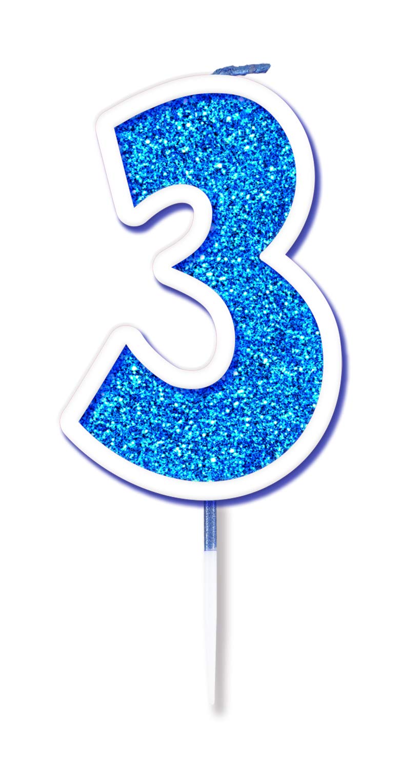 OakTreeGlitter No.3 Candle 7.5cm Blue/Silver Glitter