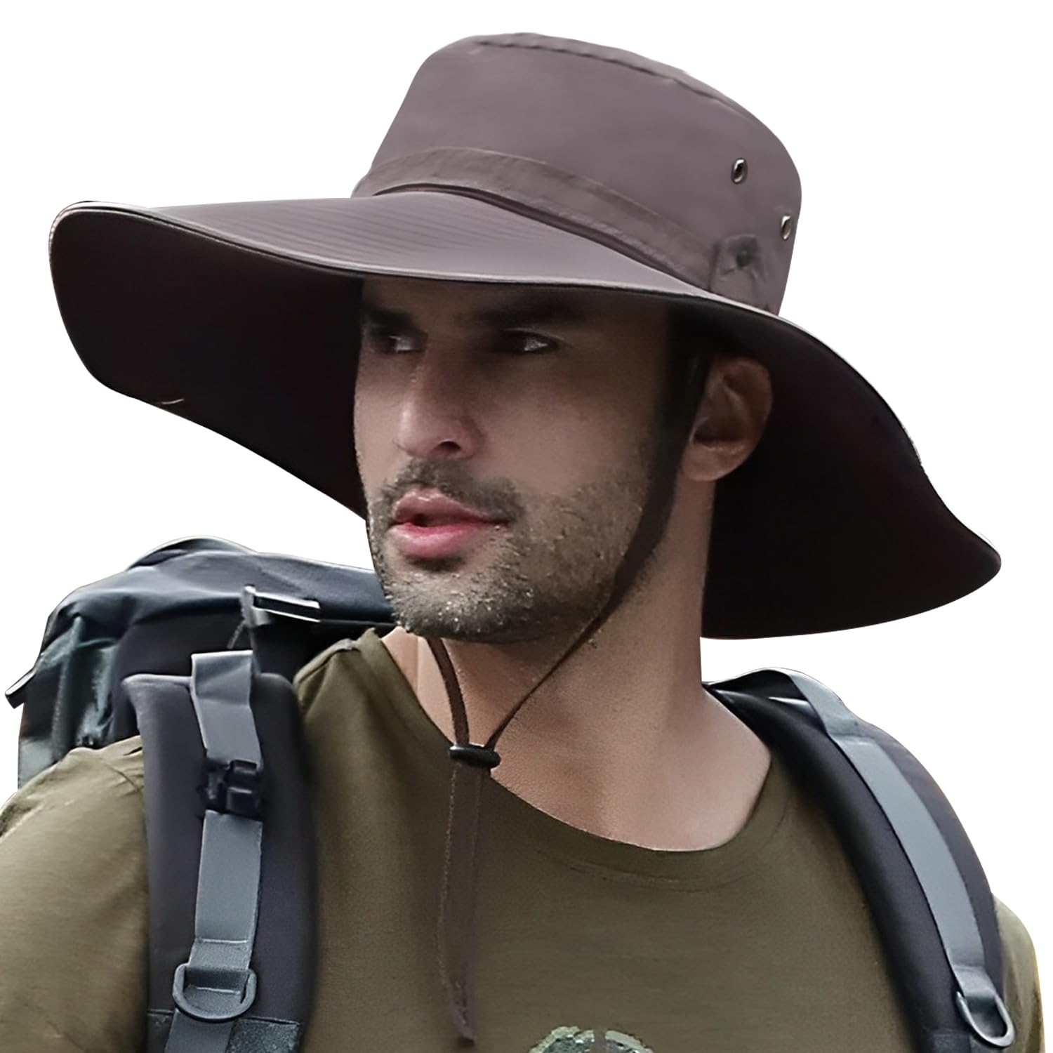 Pawinpaw Safari Hat UPF50+ Wide Brim Mesh Foldable Quick Dry Coffee