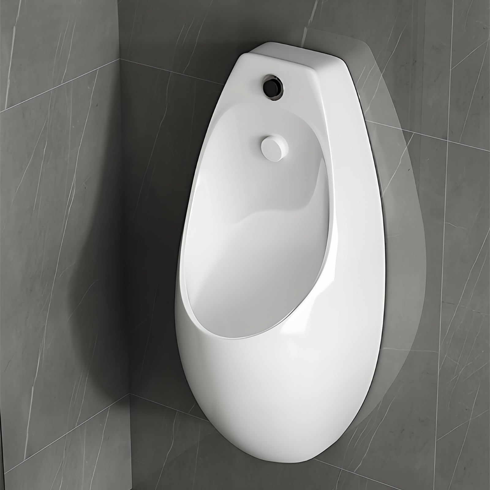 MESCXTY Intelligent Commercial Sensor Flush Male Urinal,Splash-Proof Urinal,Modern Wall-Mounted Ceramic Urinals,Space-Saving,High Efficiency Flushing