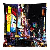 Times Square New York Night Zippered Pillow Cases Cover Cushion Case 18x18 Inch