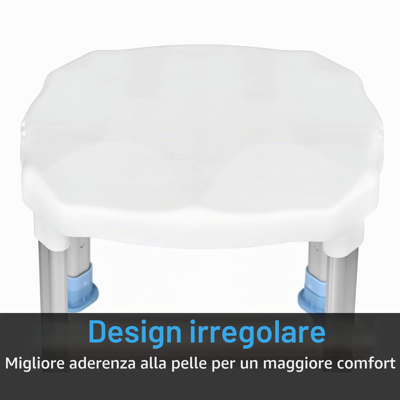 LARS360 LARS-(HAG1338) - Sedia da doccia, regolabile in altezza, con piedini in gomma antiscivolo, per anziani fino a 150 kg, colore: Bianco