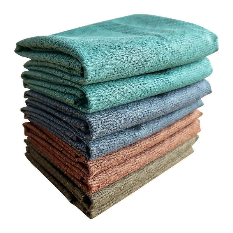 45 x 45 cm 24 szt. zielone fale, paski żakardowe, kwadratowe, 100% bawełna, len, serwetki, maty, nadruk, bawełna, serwetki, nadaje się do prania, nadruk niebiesko-zielony ręcznik