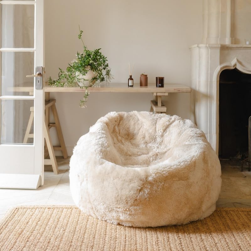Image of Biggie Bean 6XL Bean Bag with Beans Filled - Imported Premium Fur Bean Bag Sofa : Furry Delight - Unmatched Softness and Luxurious Comfort (Matching Color : Soft Fur, Cream)