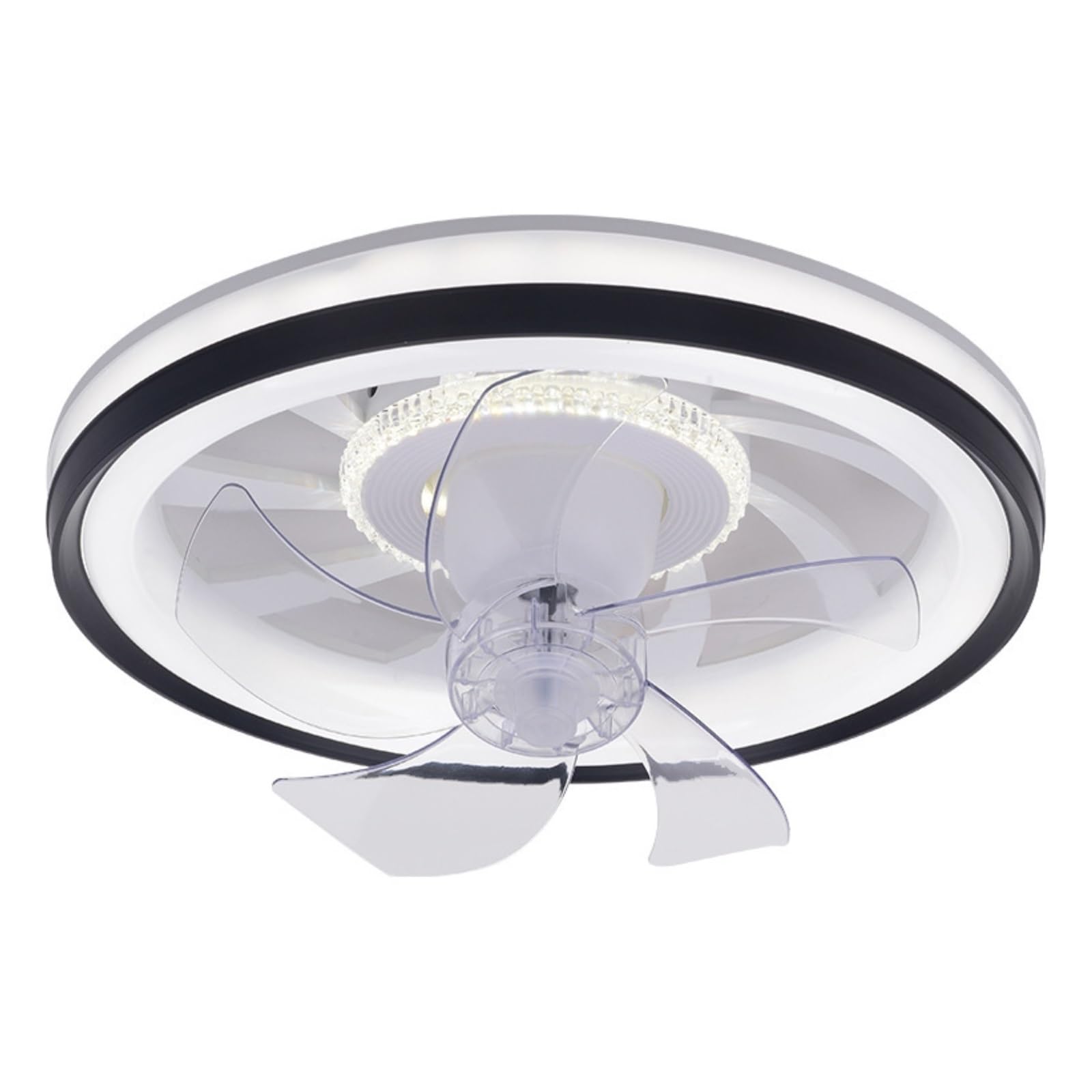 ERETYRET Full Spectrum Ceiling Fan Light Simple LED Eye Protection Bedroom Living Room Restaurant Lamp Quiet Cooling(Black)
