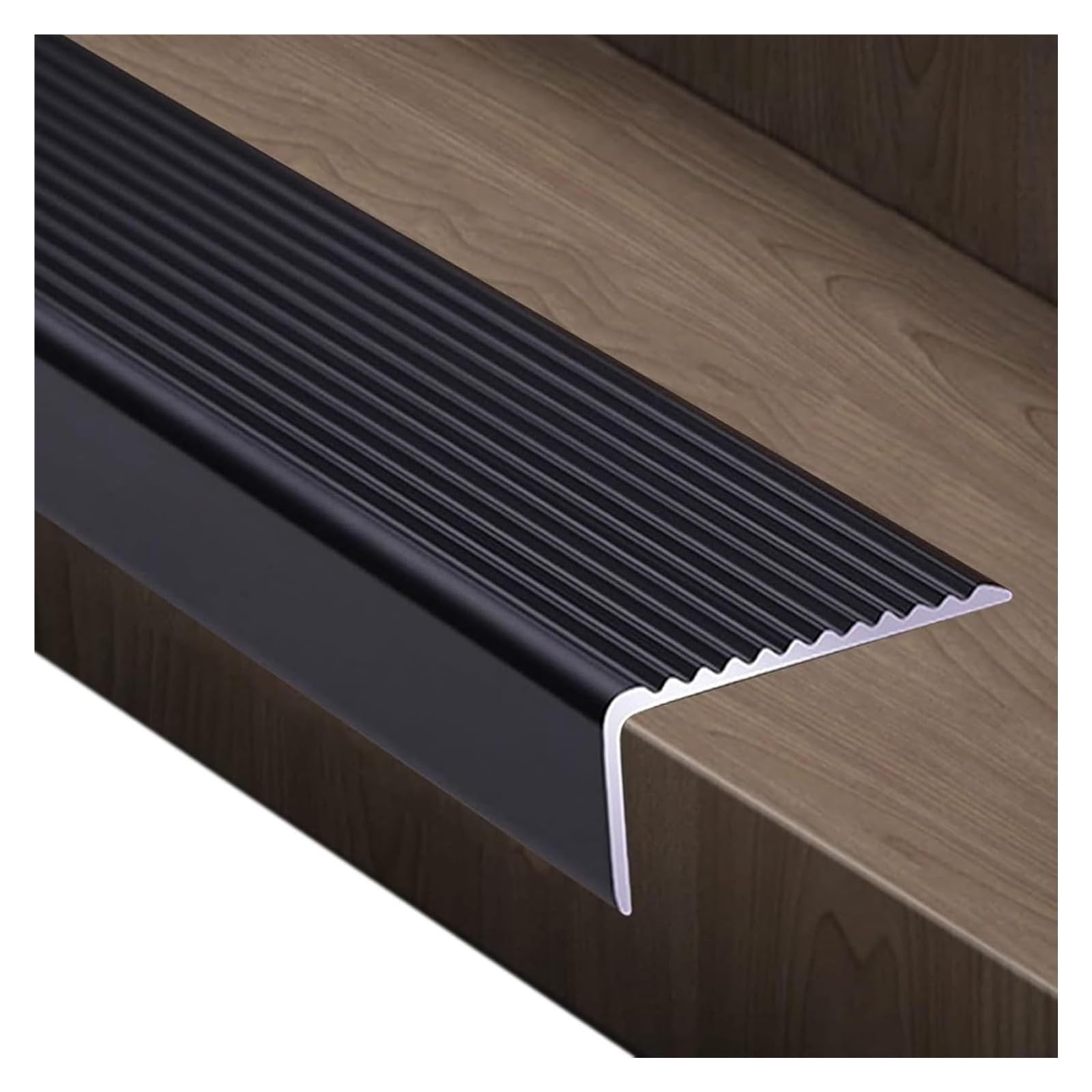 Protector de borde de escalera negro de aluminio de 90 cm con perfil angular angular 1