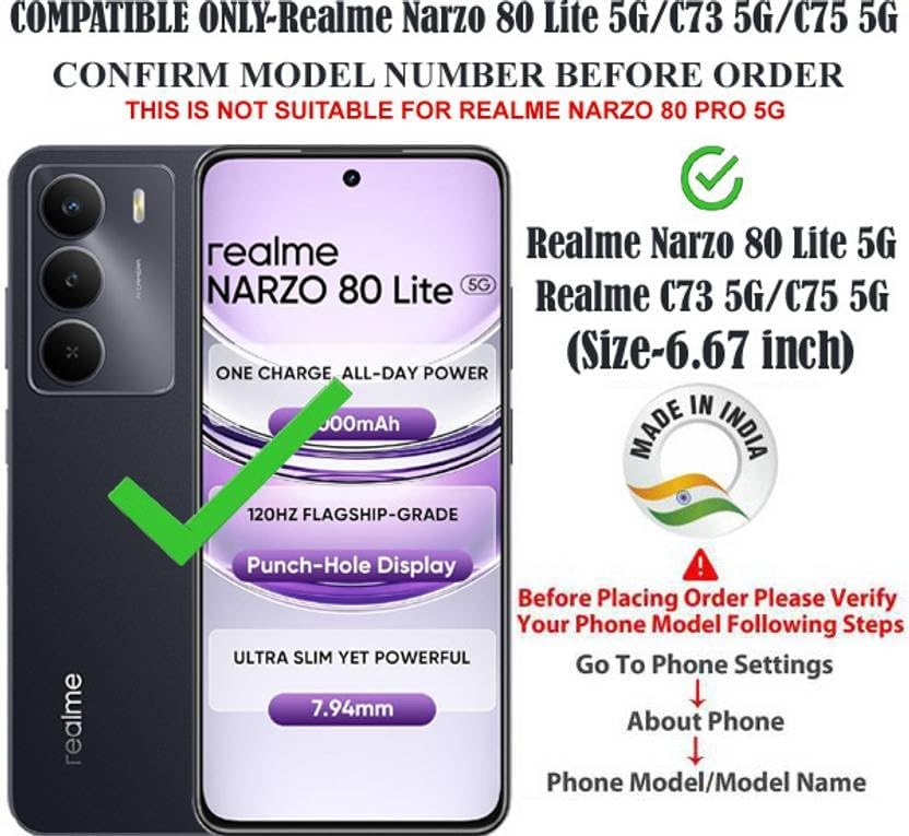 Image of COVERBLACK Soft Rubber Case Back Cover Compatible for Realme Narzo 80 Lite 5G - Transparent