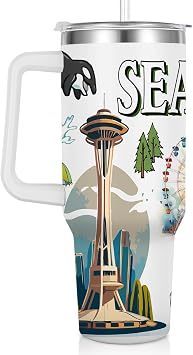 City Tumbler 40oz,Stainless Steel Water Bottle for Hot & Cold Beverages-City Gift Idea Seattle