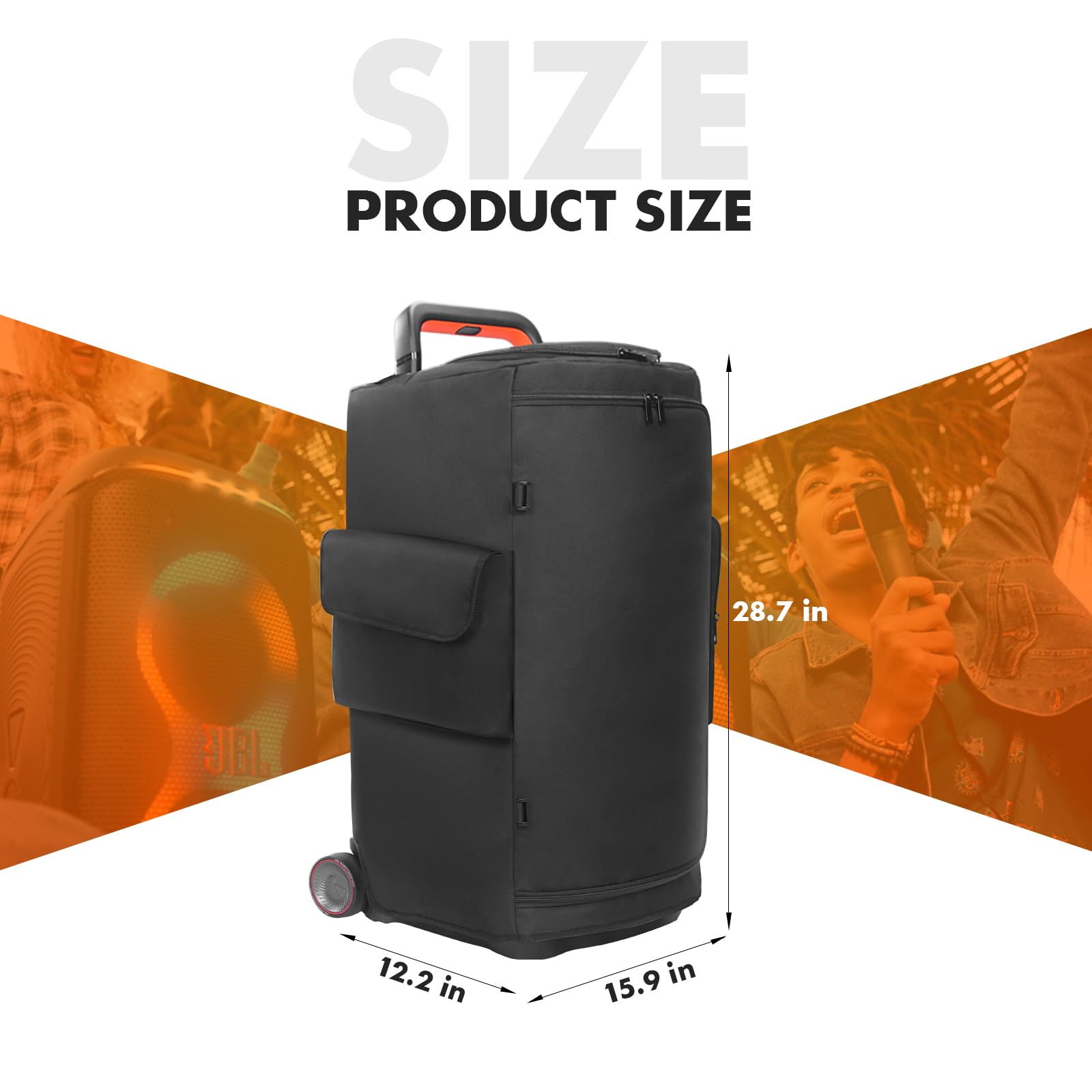 Custodia per altoparlanti compatibile con altoparlante portatile JBL PartyBox 520, custodia morbida antipolvere da viaggio con tasche con cerniera per caricabatterie, microfoni, cuffie e