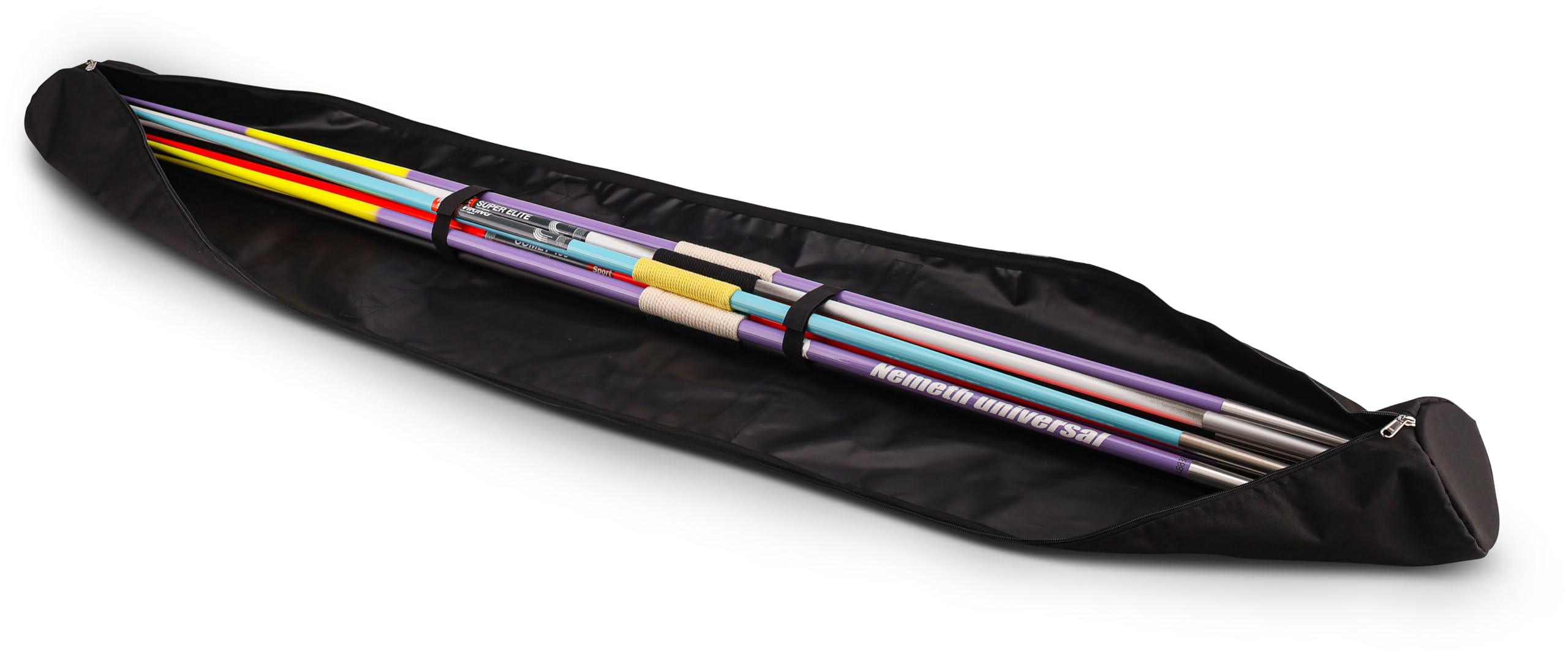 HAEST Bolsa Jabalinas – para 10 Jabalinas hasta 800 g – También para pértigas hasta 2,65 m – Impermeable – Gran Capacidad – Negra – Competición