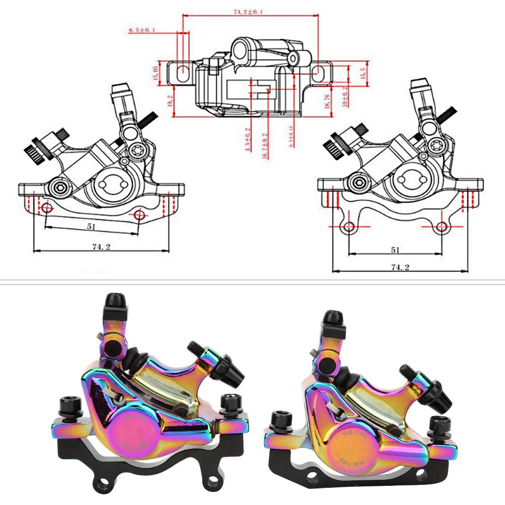 Generic Hydrauliczne Hamulce Rowerowe, Mechaniczne Hamulce Tarczowe Zestaw Hamulca Tarczowego Roweru CNC (Błyszczący; 3x2,6 mm)