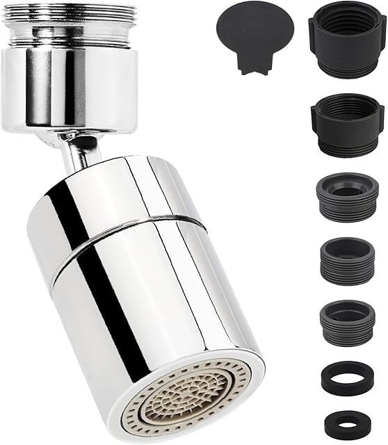 Faucet Sprayer Attachment Kitchen Faucet Aerator Adapter Water Spray Tap Head Replacement Faucet Aerator Tool Kitchen Sink Aerator Splash Filter Faucet Parts 360°Swivel Aerator Water Bubbler Nozzle