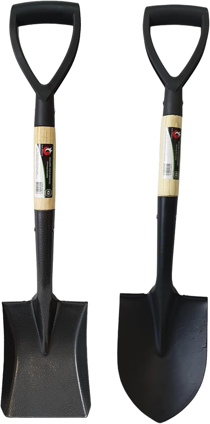 Easy shopping® SQUARE & ROUND MINI SHOVEL SET Round and Square Head Micro Shovel Set With Wooden Handle Strong Durable Garden Gardening Tools Hand Tool Digging Spade Planting Lightweight Compact Weath