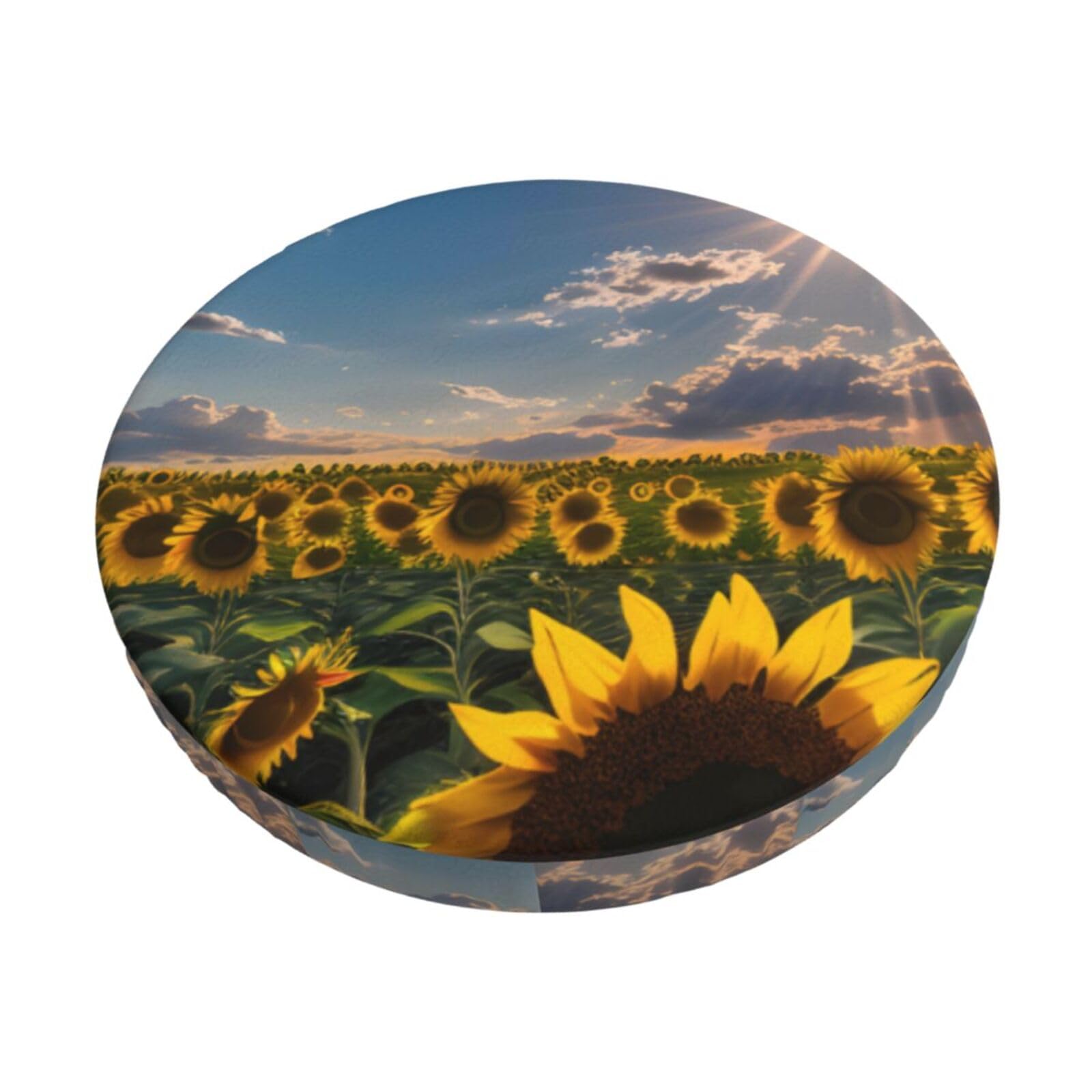 GUCHENP Sunflowers Sunlight Print Round Bar Chair Cushion Cover,Washable Chair Protector For Indoor Home Furniture Decor