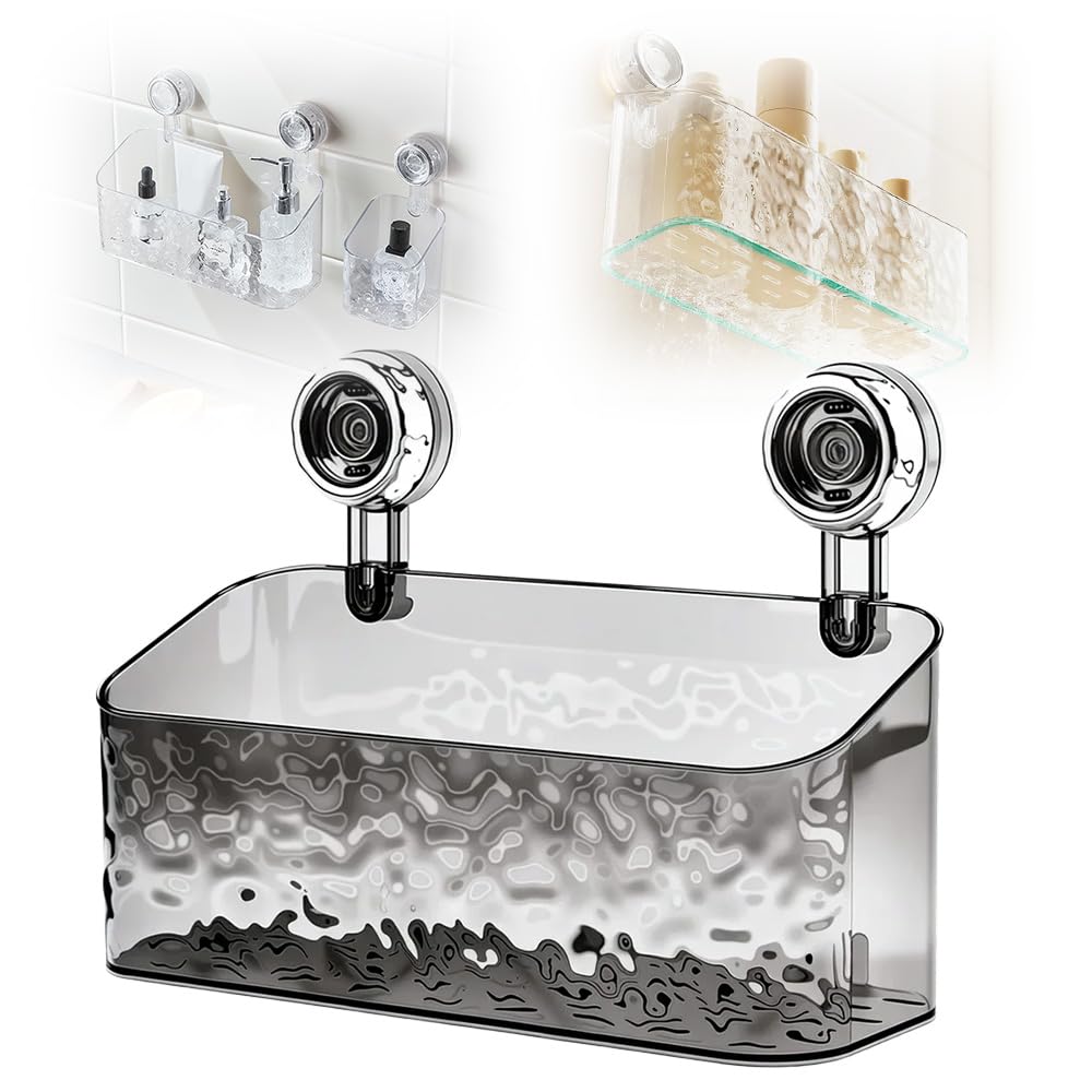 UIUSEA Corrugated Suction Cup Storage Holder Light Luxury Style Glacier Pattern Suction Cup Shelf No-Drill Wall-Mounted Storage Shelf