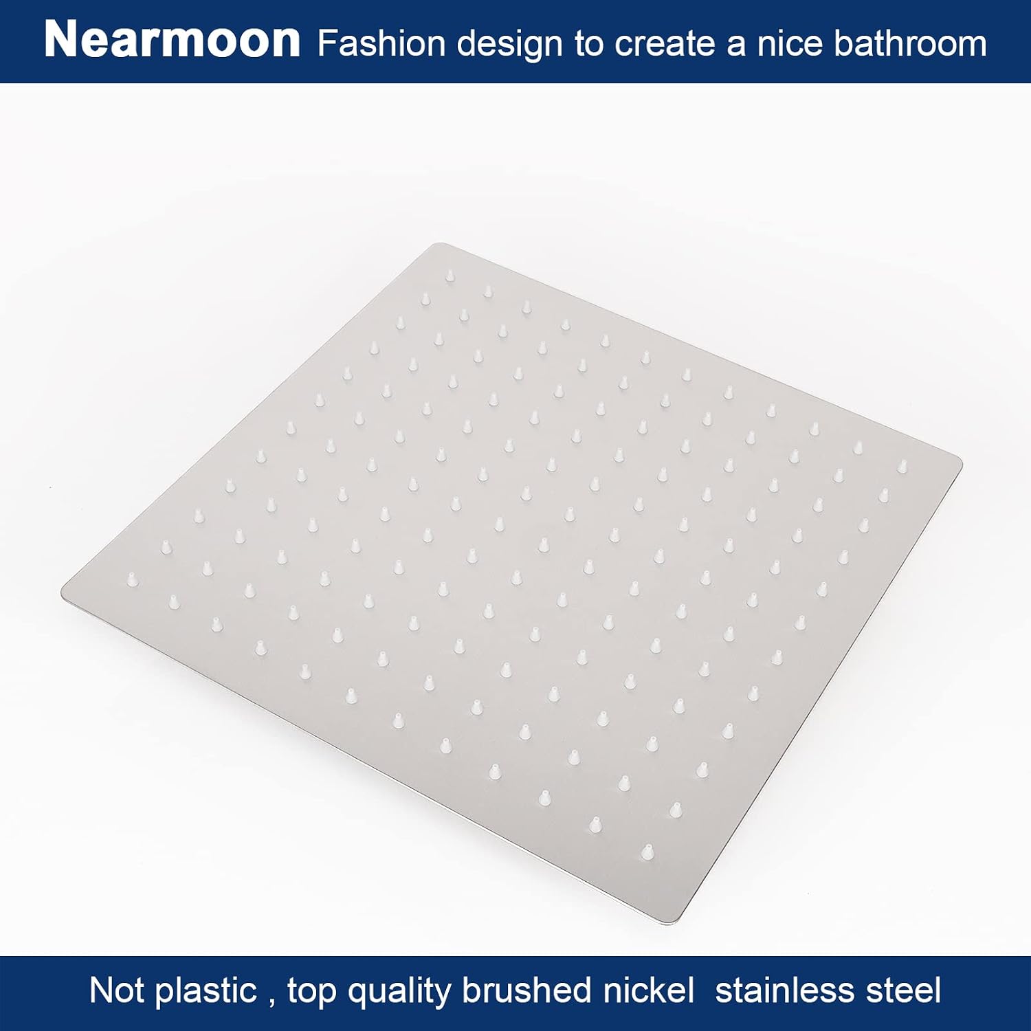 NearMoon Rain Shower Head With Shower Arm, Ceiling Mount Square Shower, Stainless Steel Ceiling Rainfall Showerhead- Waterfall Full Body Coverage (12 Inch, Brushed Nickel) image 2
