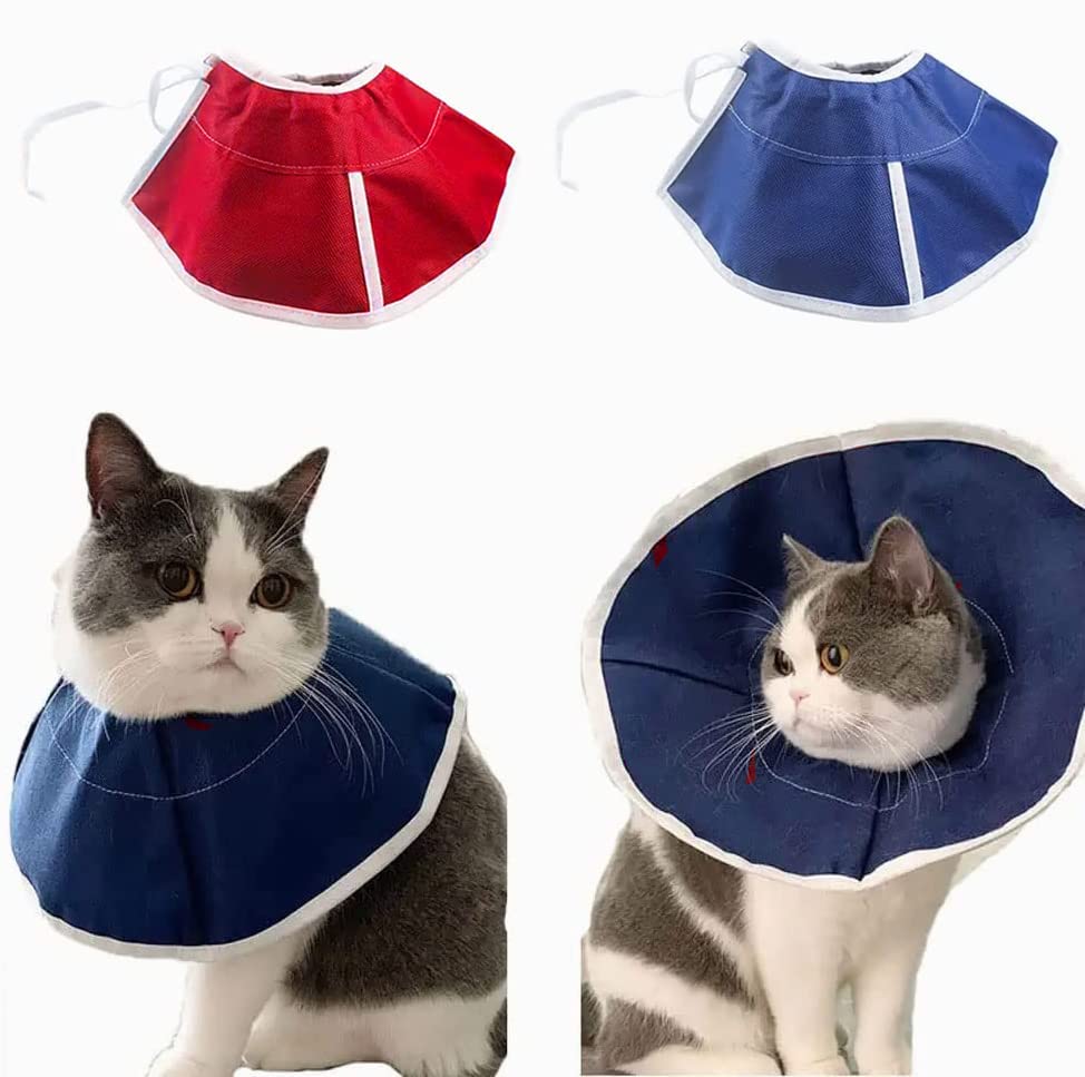 WicofenCat Cones for Head Small Dog Cone Pet Cone Non-woven Fabrics Waterproof Anti-bite Anti-grab Neck Ring Dogs Cats Dog Cat Protection Cover Pet Medical Collar Smart Cone (2Pcs)