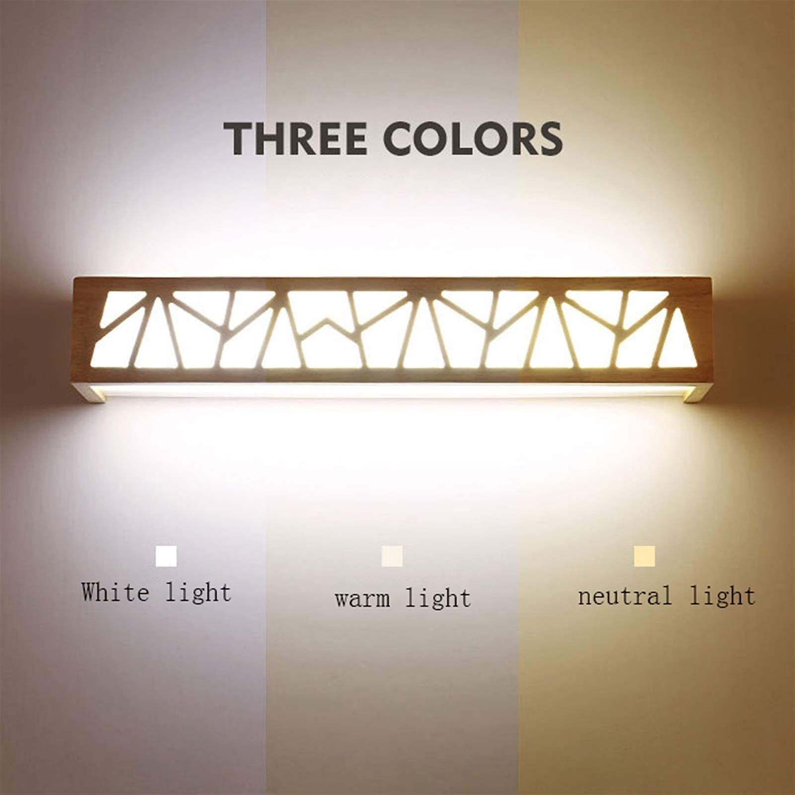 Espejo de luz LED, Espejo de Madera, luz Frontal, Espejo de tocador, Accesorio de iluminación para tocador de baño, Aplique de Pared (Color: luz cálida, tamaño: 35 cm), lámpara de Pared para