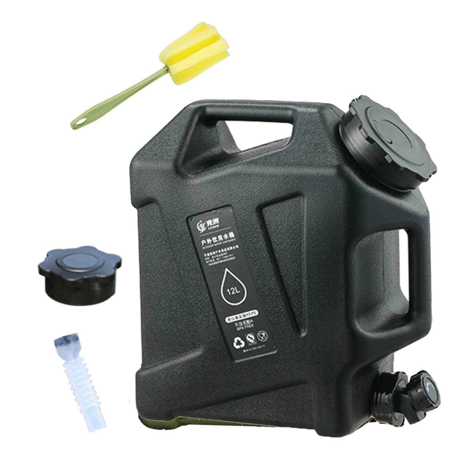 Récipient à Eau, Bidon d'eau avec Robinet, Jerrican de Stockage d'eau Portable, Seau à Eau pour La Pêche, Les Urgences, Le Camping, La Vaissel, Noir