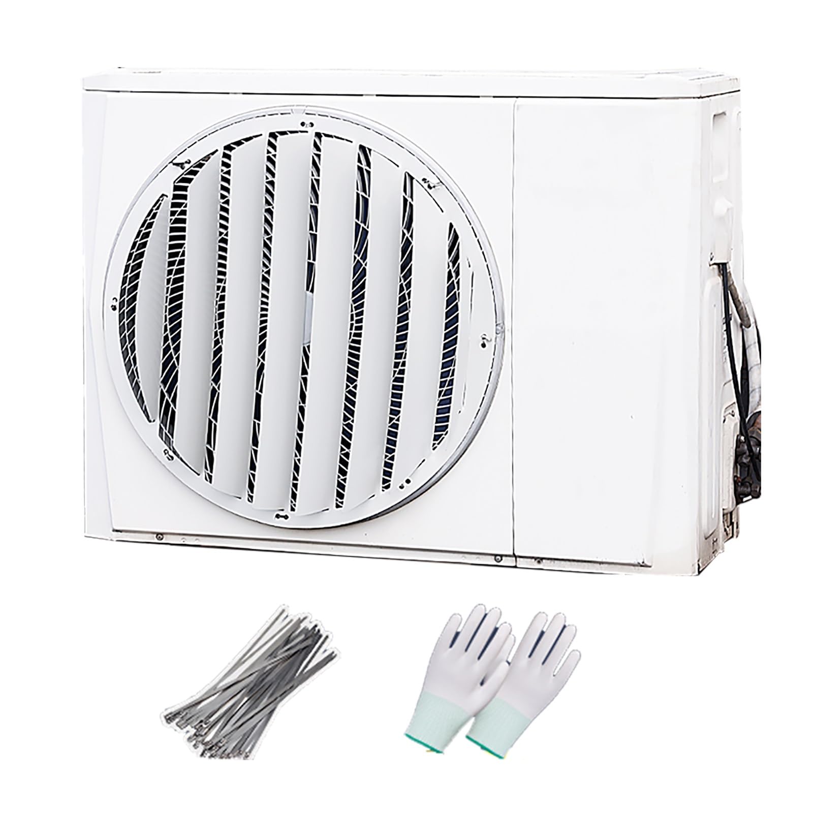 Cubierta para Unidad de Aire Acondicionado Exterior Deflector Redondo para Aire Acondicionado Que Evita el Viento Directo Deflector de Persiana con Bridas y Guantes(46cm/18in)