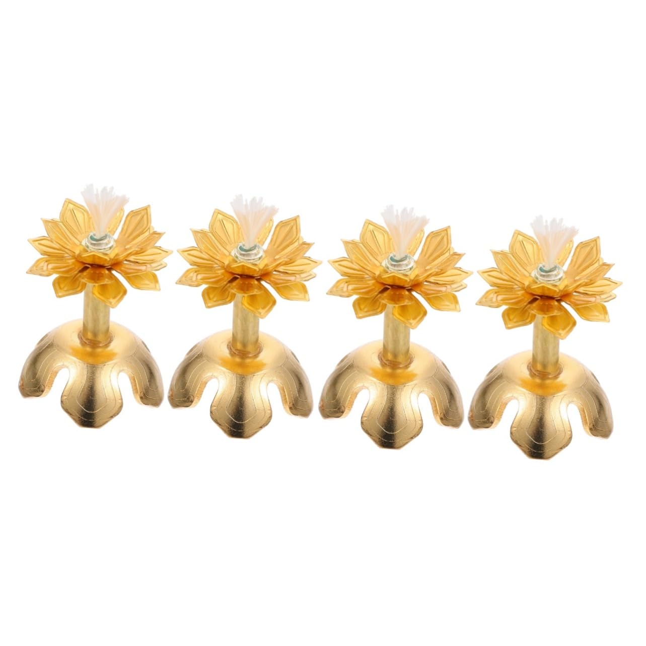 4 Pcs Sacrificial Lamp Simple Buddha Supply Home Decoration Lotus Wick Holder Home Ornament Wick Stand Lotus Design Wick Rack Alloy Candlestick Wick Storage Rack Wick Oil Holder