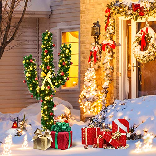 Tangkula Artificial Christmas Tree with Metal Base PVC Material Decoration for Christmas Home Party