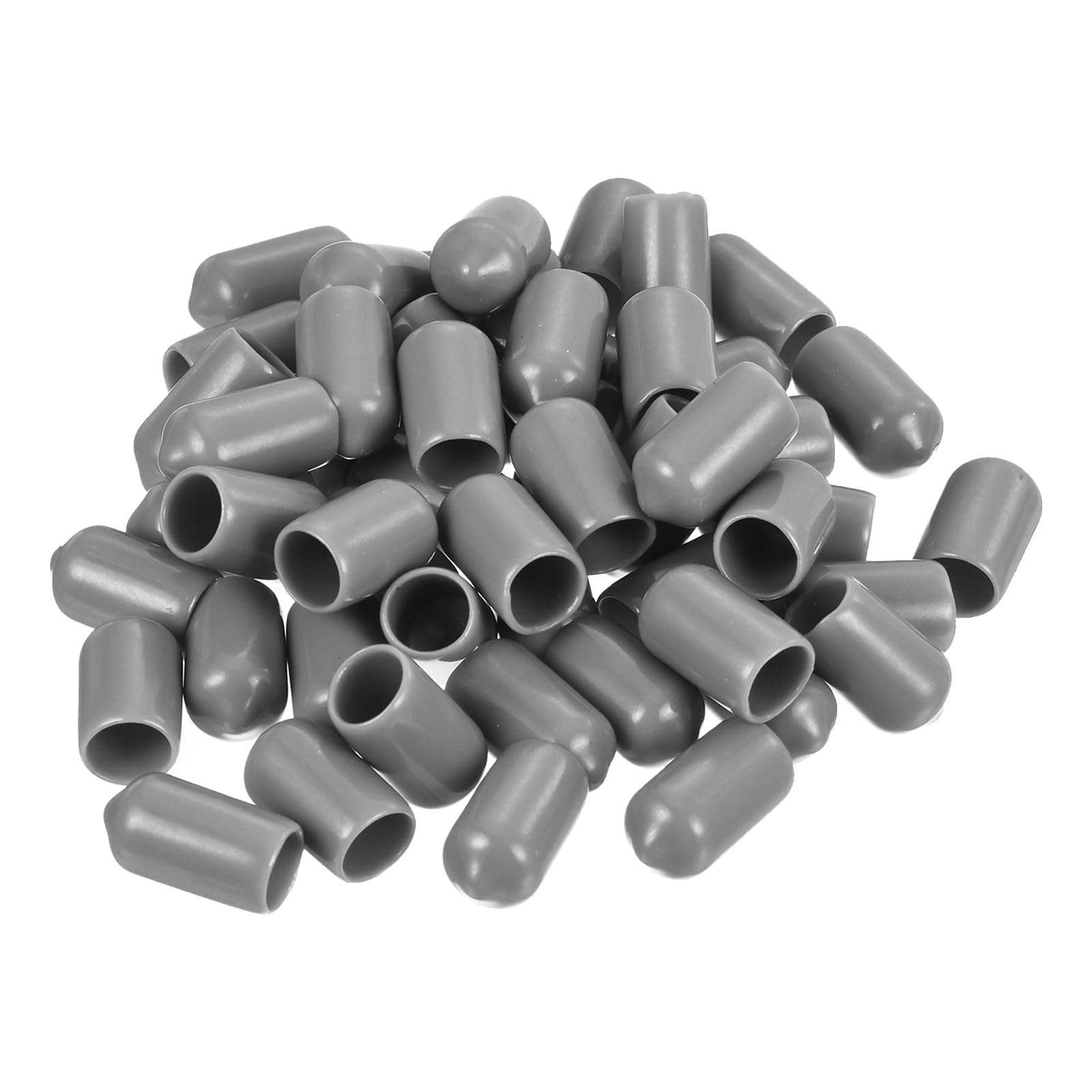 uxcell 100pcs Rubber End Caps Protective Caps 8.5mm ID Vinyl PVC Round Tube Bolt Cap Cover Screw Thread Protectors Light Grey