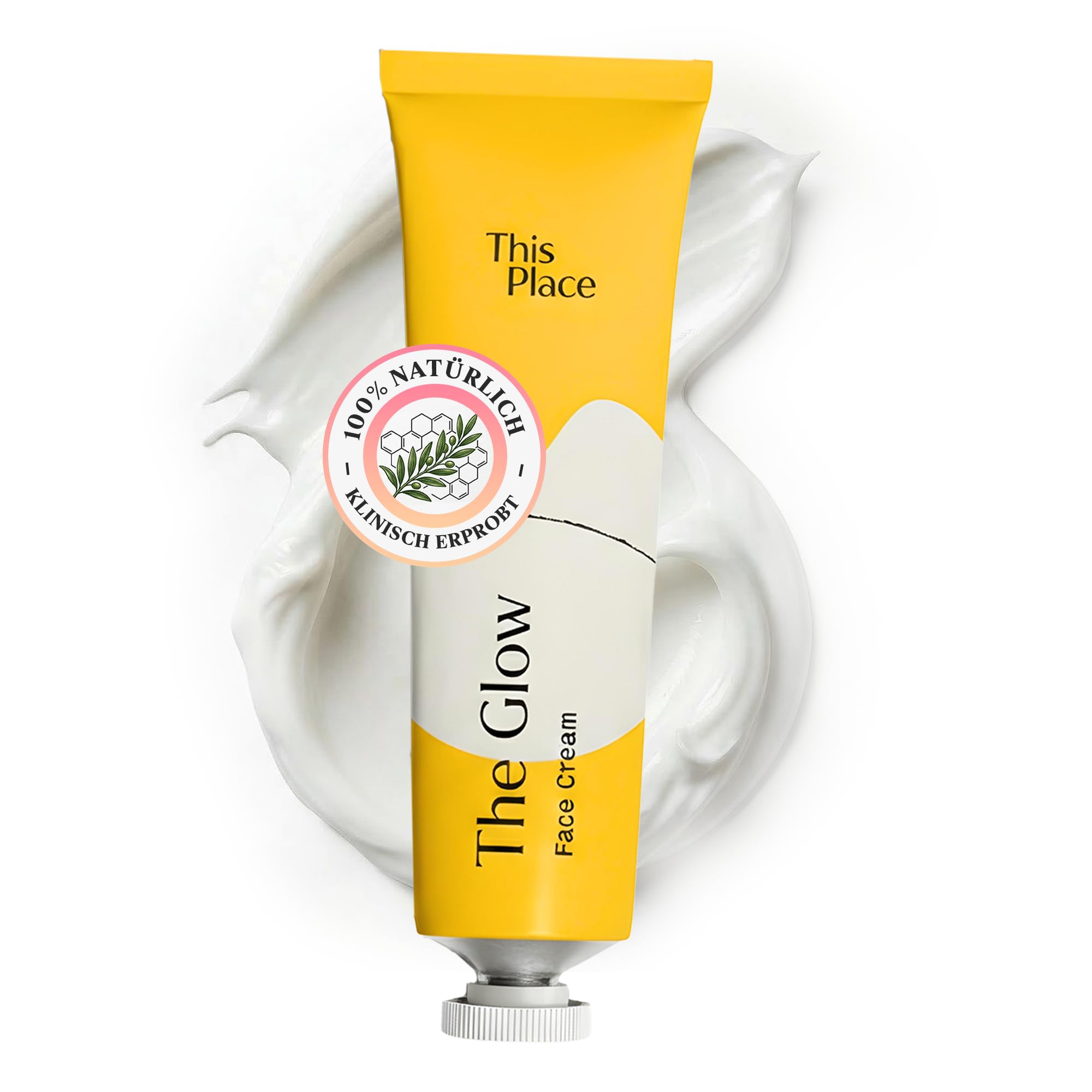 This Place The Glow Creme, Feuchtigkeitsspendend, 60 ml | Entzündungshemmende Gesichtscreme mit Zimtrinde und Hyaluronsäure, Für Alle Hauttypen