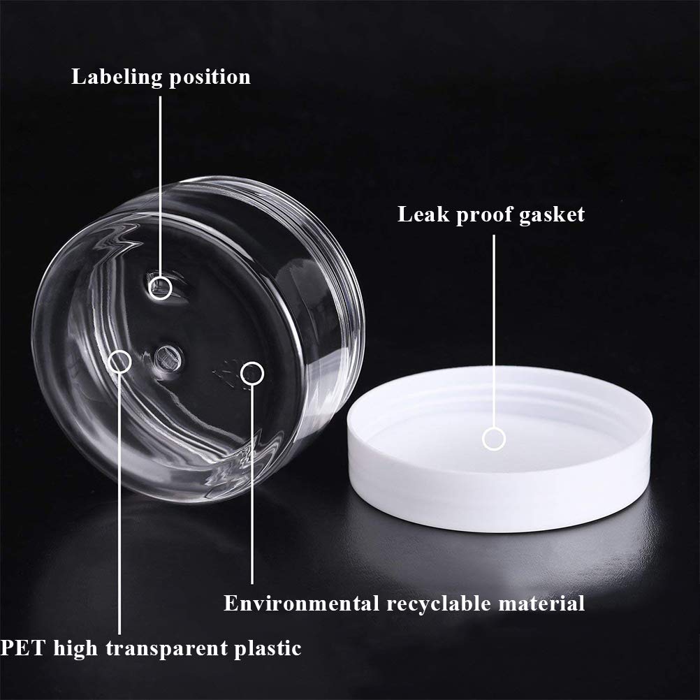 BUYGOO Contenitori Cosmetico 100ml/80g Vaso 12PZ, Vasetti Barattolo Plastica Bottiglie di Stoccaggio per Cosmetici Miele Tè