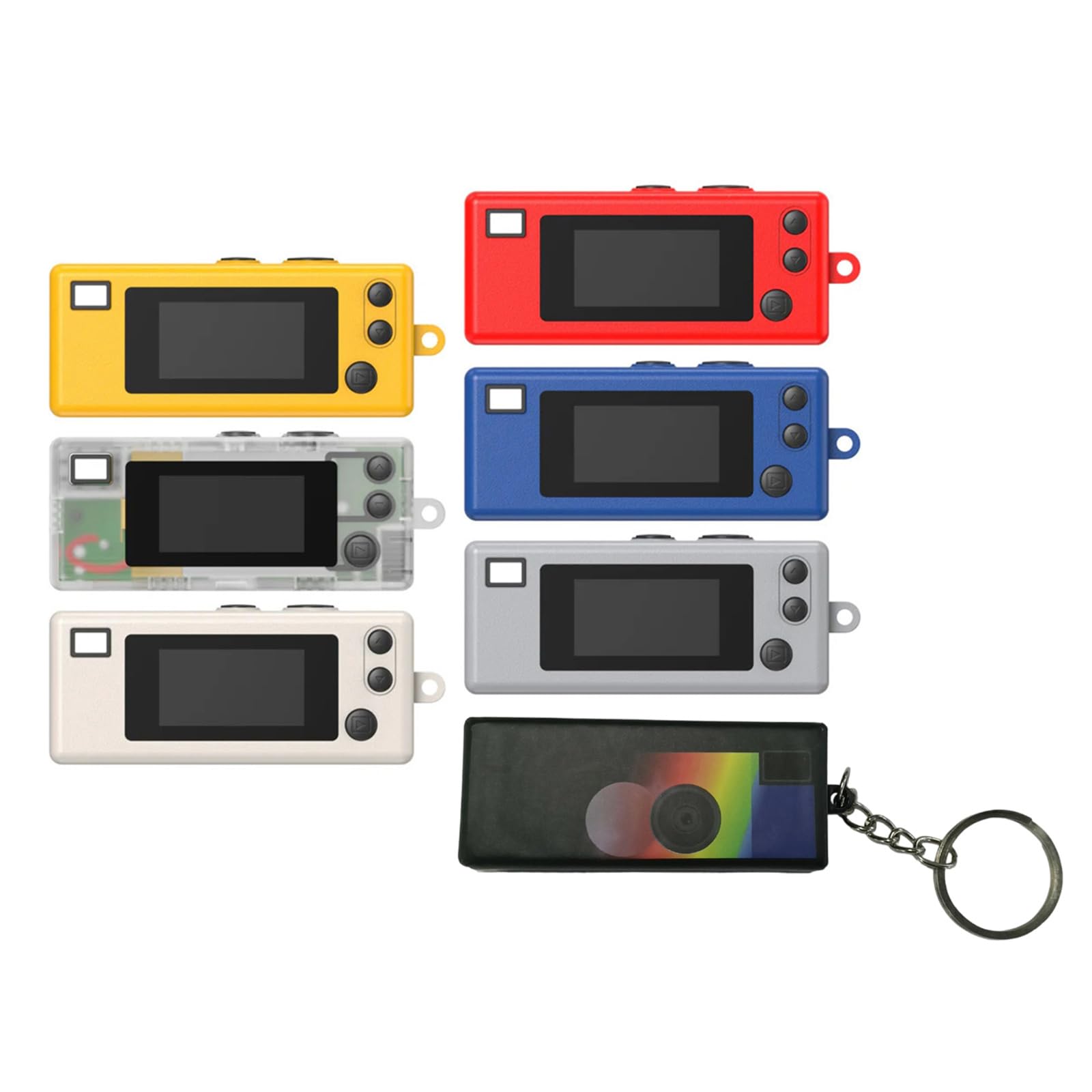 Miniatur-Schlüsselanhänger, starkes ABS, kompakt, Reise-Schlüsselanhänger, Upgrades für Pendler und Event-Taschenkamera, 7 Stück
