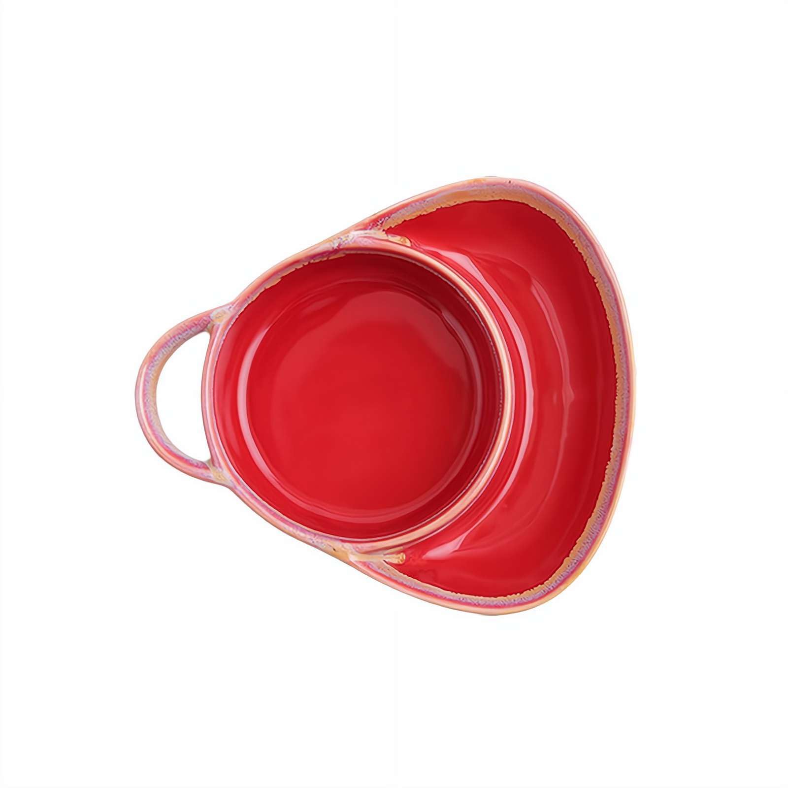 Soup Bowl with Bread Holder – Anti-Soggy Ceramic Soup and Side Bowl with Cracker/Sandwich Compartment, Ideal for Salad & Breakfast at Home Or Restaurant (Red)