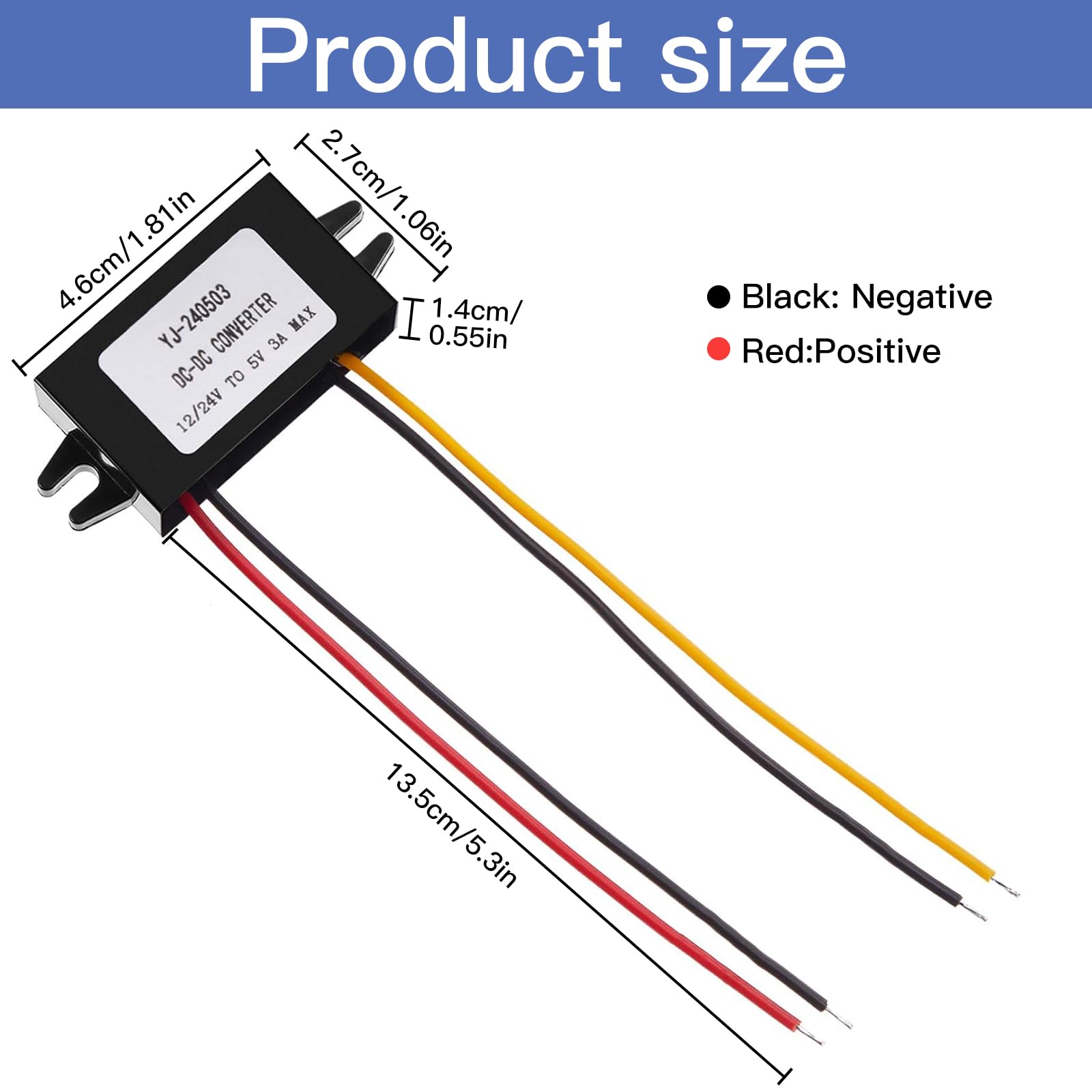 Convertitore Impermeabile 12v, Convertitore da 12V a 5V 3A, Step Down, Trasformatore 3A