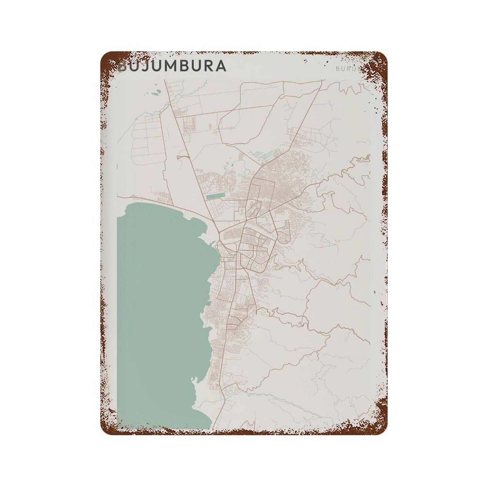 xiaoxiaoshen Bujumbura Map Burundi Travel Gift Minimalist (2) Wall Decor Art Metal Tin Poster Modern Home Decor Art Home Bar Shop Decorations Vintage Sign 40x30cm