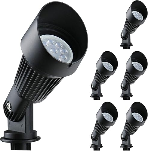 Miniatura 1 de Lumina SFL0102-BKLED6 - Luces LED de paisaje de 4 W de aluminio fundido impermeables para exteriores bajo voltaje para paredes árboles banderas luz