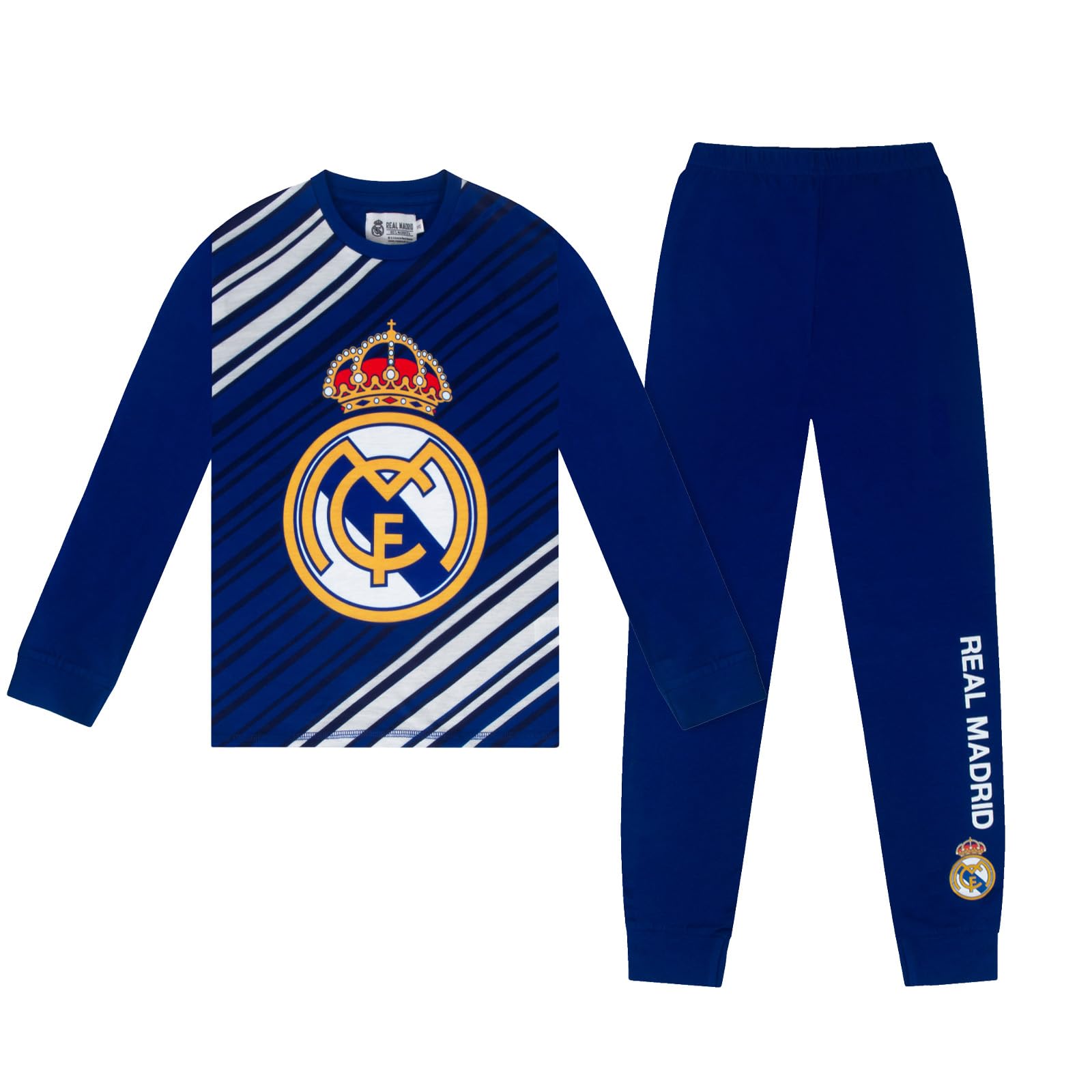 Real Madrid Boys Long Pyjamas Official Football Sleepwear Reflex - Age 9-10 Years Blue