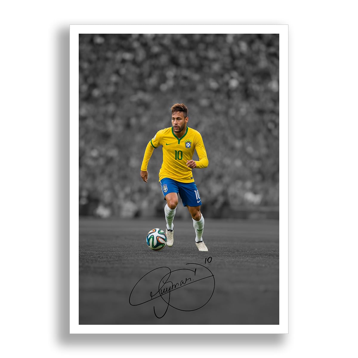 Neymar Junior Jr Signed Photo Poster Print Picture Display Autograph Memorabilia for football fans Gift Paris Saint Germain PSG Barcelona Brazil Santos (Brazil A4 poster only)