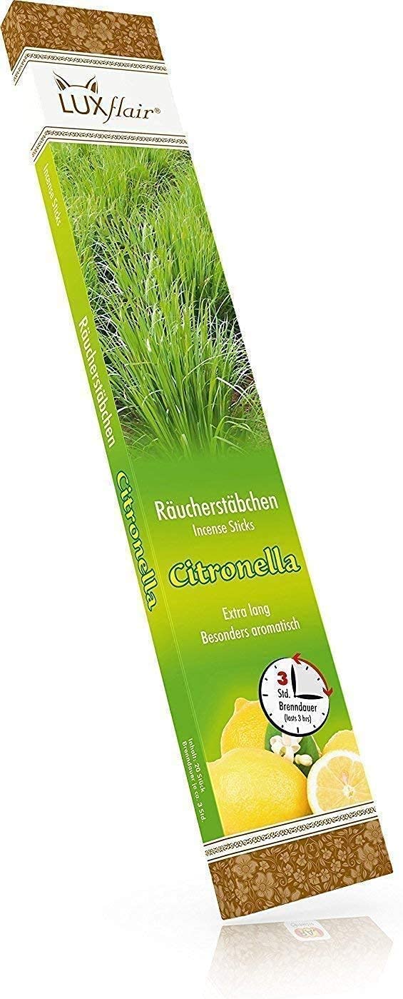 Luxflair XXL Bâtonnets d'encens géants Citronnelle Set de 3 20 pièces pour Jardin BBQ Camping