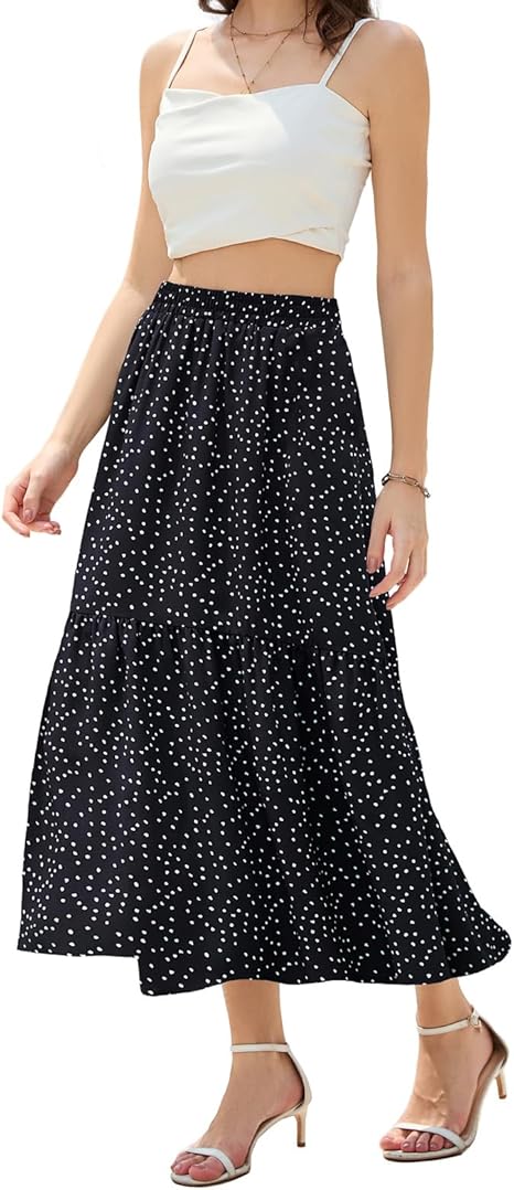 Maxi Skirts for Women with Pockets Long Midi Length Casual Skirt for Holiday