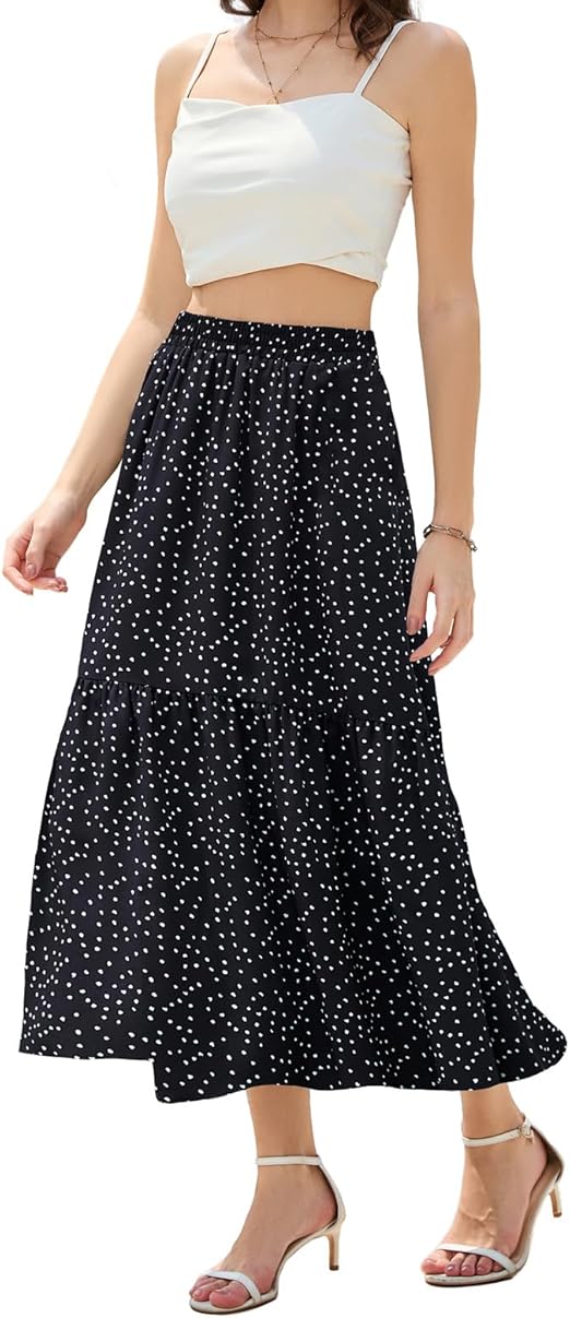 Maxi Skirts for Women with Pockets Long Midi Length Casual Skirt for Holiday