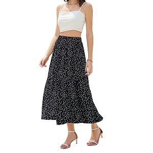 Maxi Skirts for Women with Pockets Long Midi Length Casual Skirt for Holiday