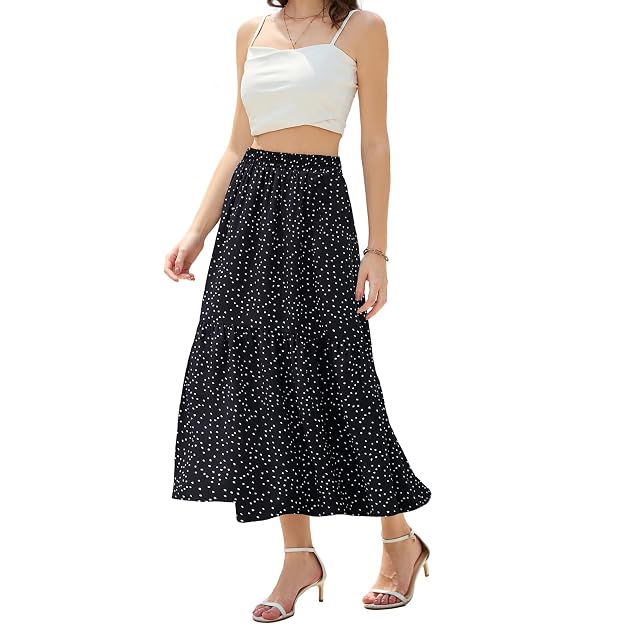 Maxi Skirts for Women with Pockets Long Midi Length Casual Skirt for Holiday