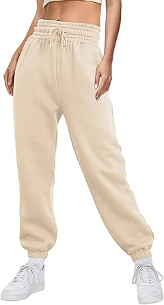 AUTOMET Women's Fleece Lined Sweatpants Baggy Wide Straight