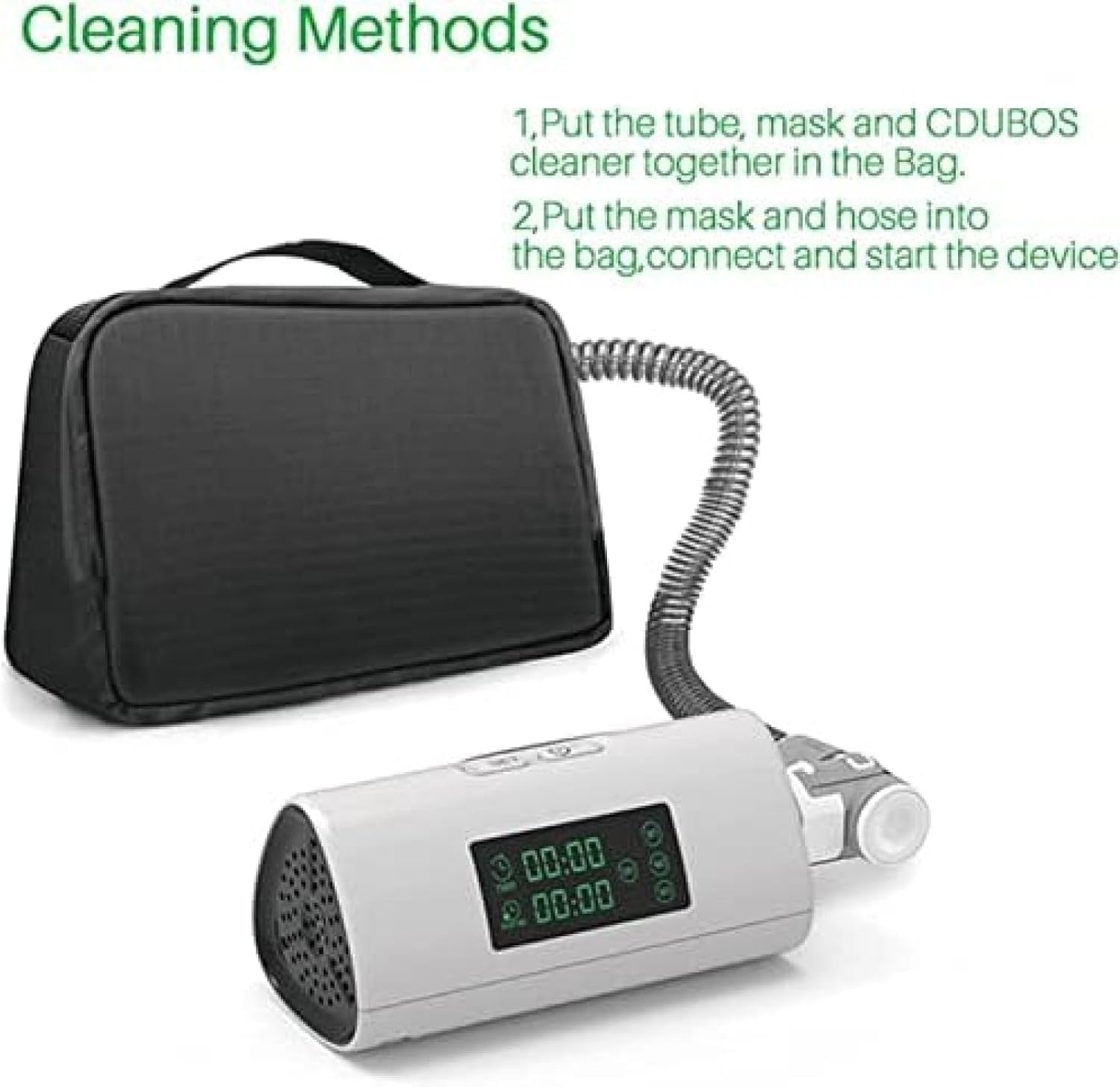 Macchina per la Pulizia CPAP, detergente e disinfettante CPAP Portatile con Display a LED Strumento di disinfezione disinfettante CPAP per Macchina CPAP, Tubo dell'Aria, Maschera,Hilarious12