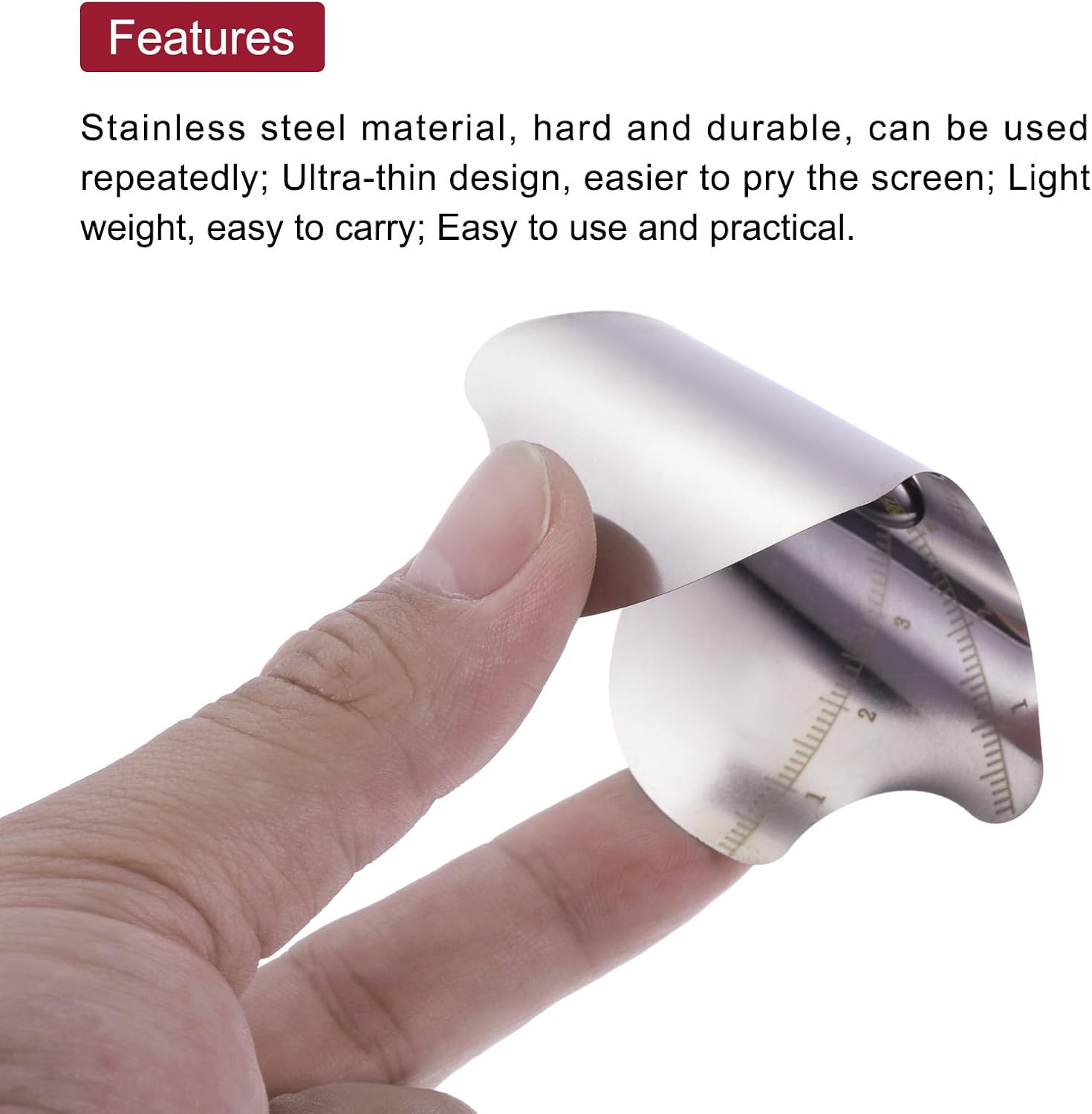 MECCANIXITY 5pcs 0.1mm Ultra Thin Stainless Steel Flat Blade Curved Spudger Pry Opening Tool Metal for Mobile Phone Repair