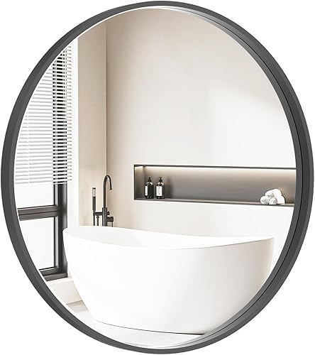 Miniatura 151 de HOMECOOKIN Espejo de pared redondo de 32 pulgadas, espejo circular dorado para baño con marco de metal, espejo dorado redondo para decoración