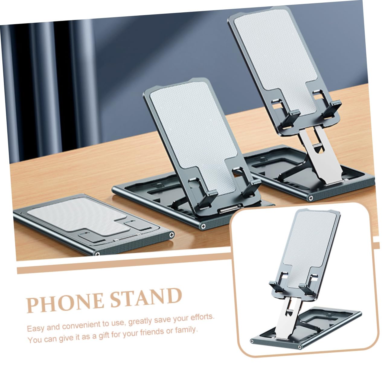 Uonlytech Soporte Plegable para Móvil y Tablet Ajustable y Antideslizante para Streaming y Videollamadas Casa