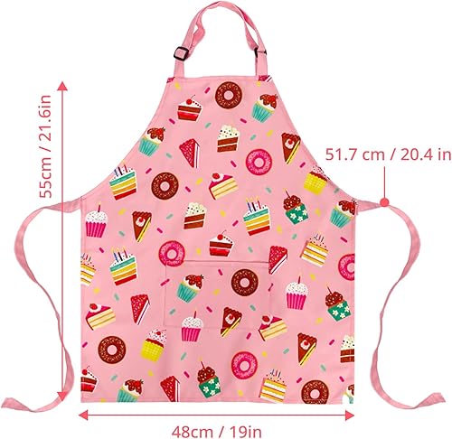 Miniatura 6 de DECOWALL AP-002 - Delantal para niños y niñas, delantales de cocina con bolsillo para niños, para cocinar, hornear, pintura, arte, correa ajustable
