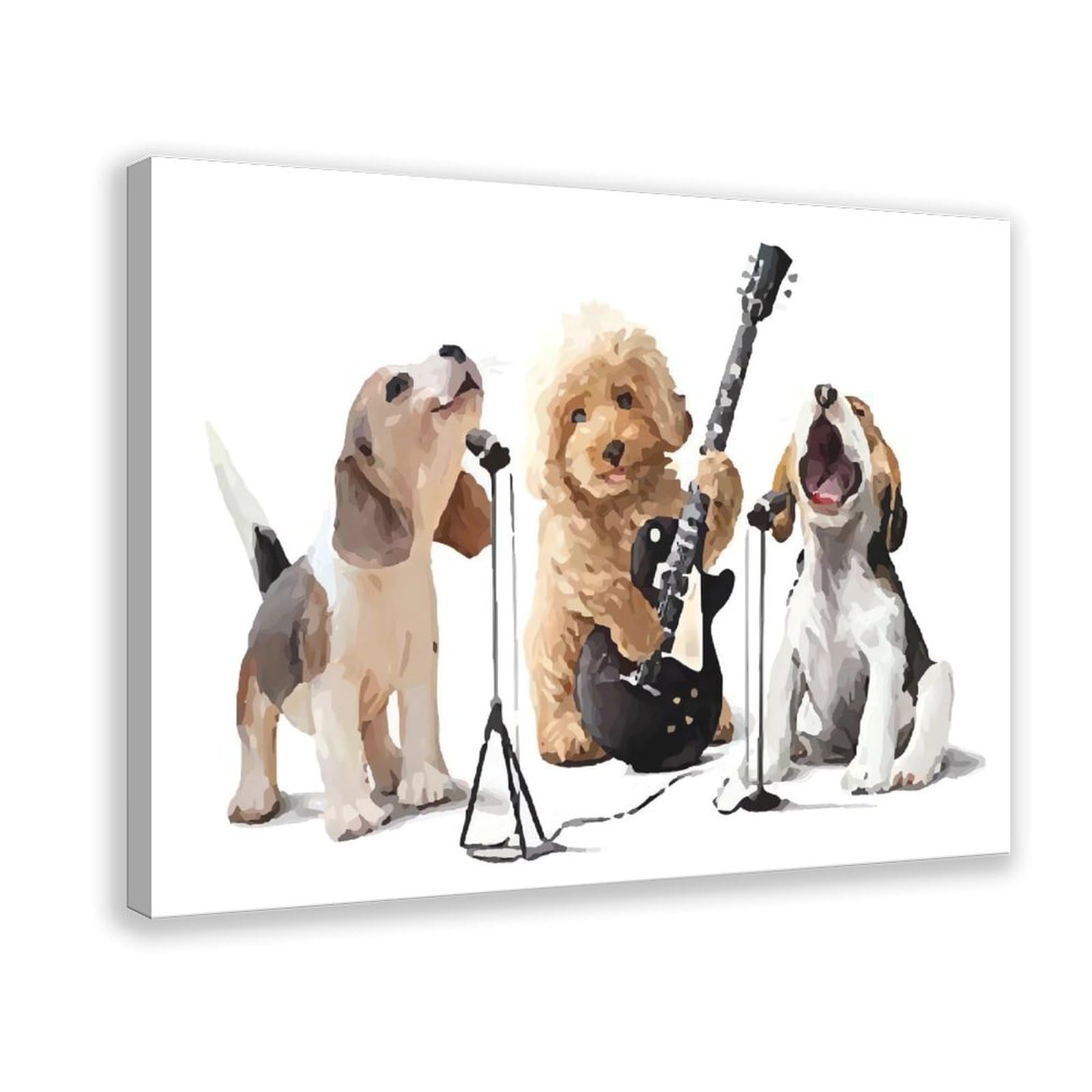 Qnvjqkdsi Frame Funny Dog Music Art Canvas Poster Bedroom Decor Landscape Office Room Decor Gift 24" L X 36" W