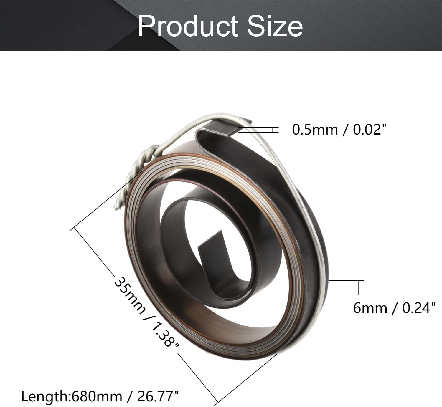 Auniwaig 2pcs Drill Press Return Spring, 2.23Ft Long, Quill Spring Feed Return Coil Spring Assembly, 35mm x 6mm x 0.5mm