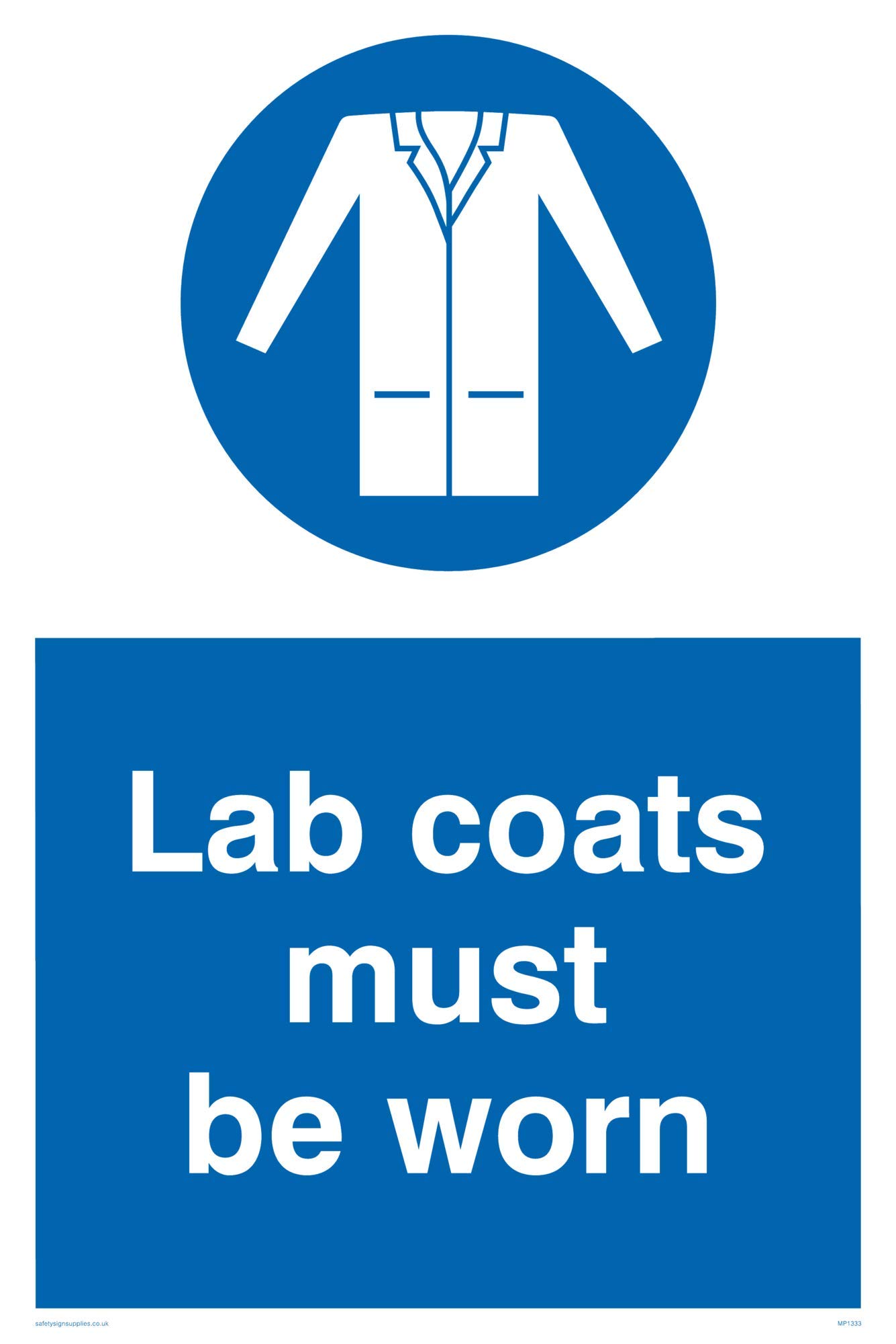 Viking Signs MP1333-A4P-3M "Lab Coats Must Be Worn" Sign, 3 mm Rigid Plastic, 300 mm H x 200 mm W
